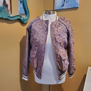 Asos Self Portrait Smoked Lilac Lace Bomber Jacket